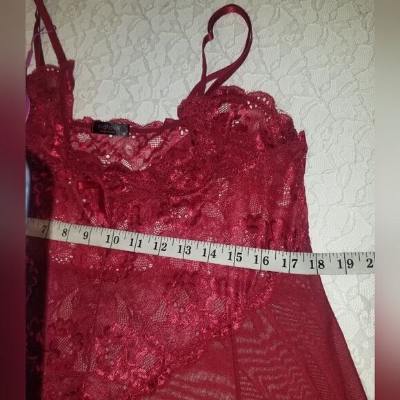Lingerie Sleepwear burgundy lace and mesh nwt size 18W - Picture 11 of 14
